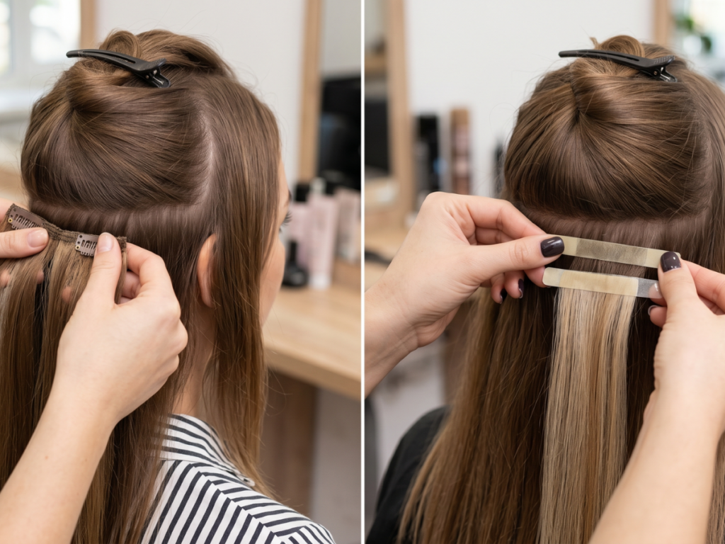 clip-in vs. tape-in extensions